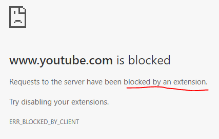 requests to the server have been blocked by an extension